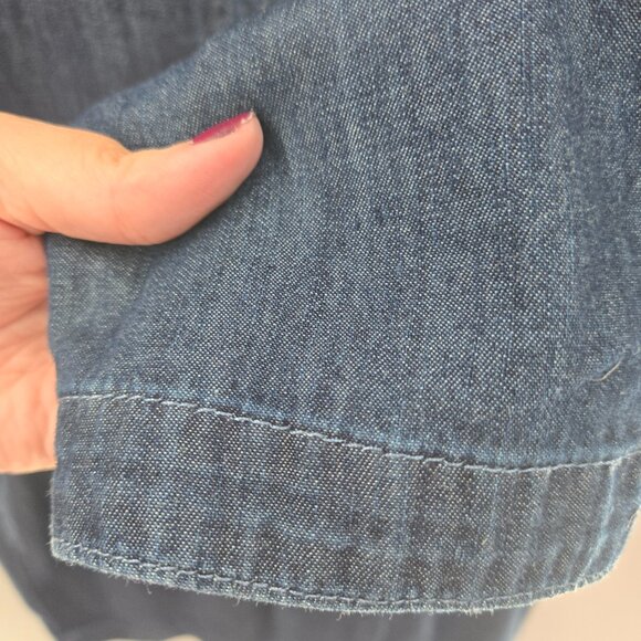 Talbots Denim Chambray Cotton Square Neck 3/4 Sleeved Midi Shift Dress 16P - Picture 10 of 15
